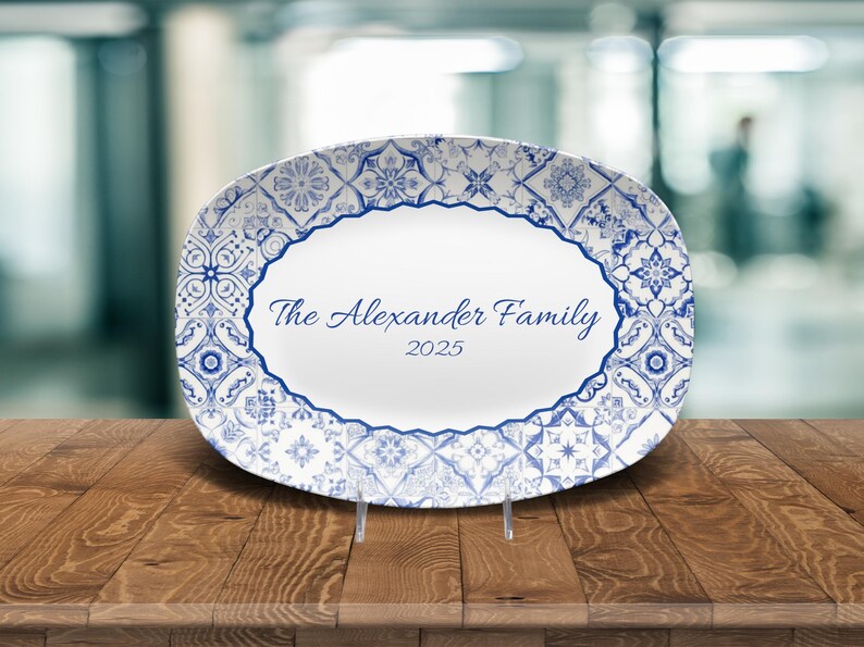 Personalized Mediterranean Style Tile Platter, Custom Family Name Plate, Personalized Wedding Gift, Custom Housewarming 画像 7
