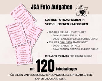 JGA Fotochallenges als PDF – 120 lustige Fotoaufgaben für drinnen & draußen | Brautparty Spiel | Sofort-Download