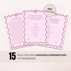 JGA Spiele Bundle | 15 lustige Party-Spiele für den Junggesellinnenabschied | PDF zum Ausdrucken | Brautparty Spiele | Bachelorette Games