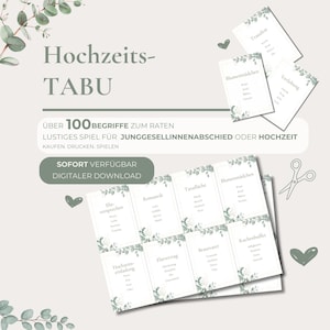 Hochzeit Tabu Spiel | JGA Spiel Braut | Lustiges Hochzeitsspiel | 100+ Begriffe | Printable PDF | Sofort-Download | Partyspiel | Eukalyptus