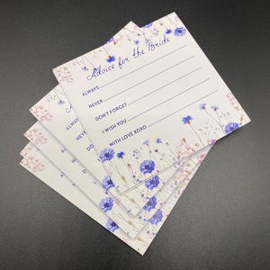 Wild Flower Advice for the Bride Cards, advice for the bride to be, bulk pack advice cards, Hens party games, Bridal shower game cards