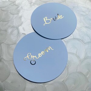 Modern Foil Circle Place cards, baptism christening round place cards, personalised place cards, engagement, bridal shower coaster