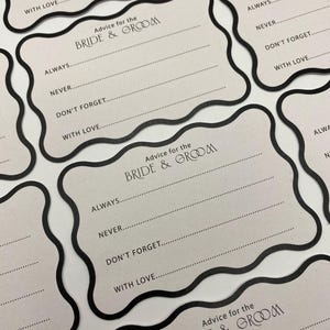 Neutral Wave Advice for the Bride & Groom Cards, advice for the new couple, printed wave cards, bulk pack advice cards, Bridal game cards