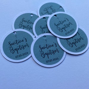 Baptism Tags, Baby shower tags, bridal shower tags, wedding tags, custom tags, Linen tags, favour tags, printed favour tags, Christening tag