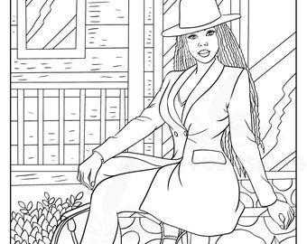 Black Woman Coloring Etsy