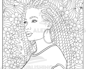 Black Woman Portrait Coloring Page | Relaxing Illustration (Printable JPG File)