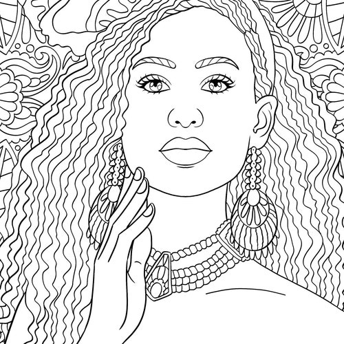 Printable Adult Coloring Page Beautiful Black Woman Portrait - Etsy