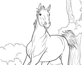 horse coloring pages etsy