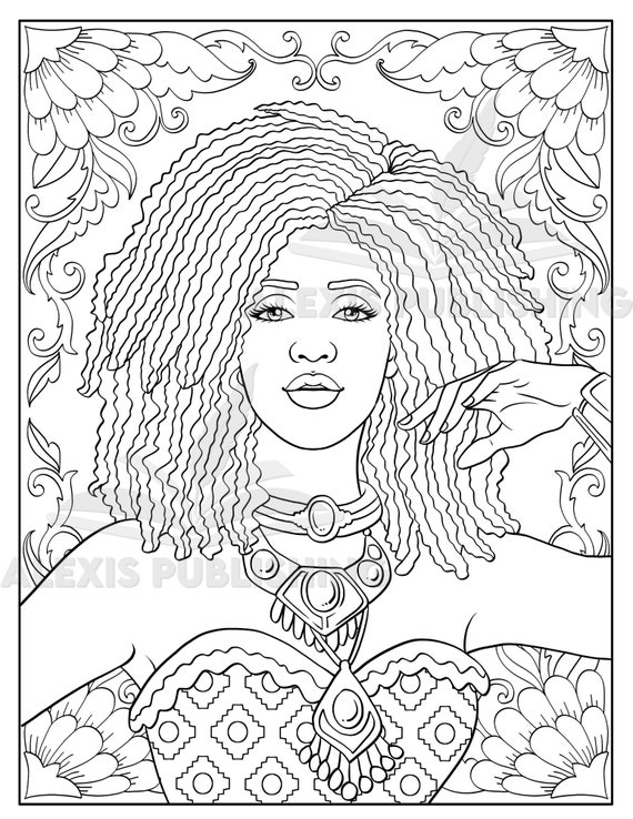 Printable Adult Coloring Page Beautiful Black Woman Portrait - Etsy