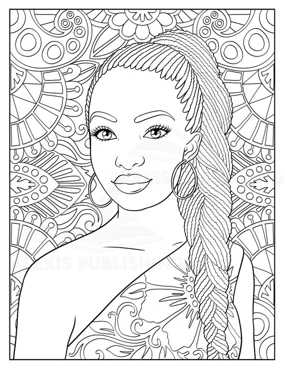 Black Women: Coloring Book 12 Brown Girls Illustrations Printable Pages for  Stress Relieving, for Relaxation Volume 2 