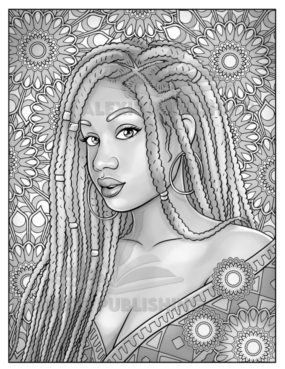African Girl Black Woman Coloring Book Pages for Adults