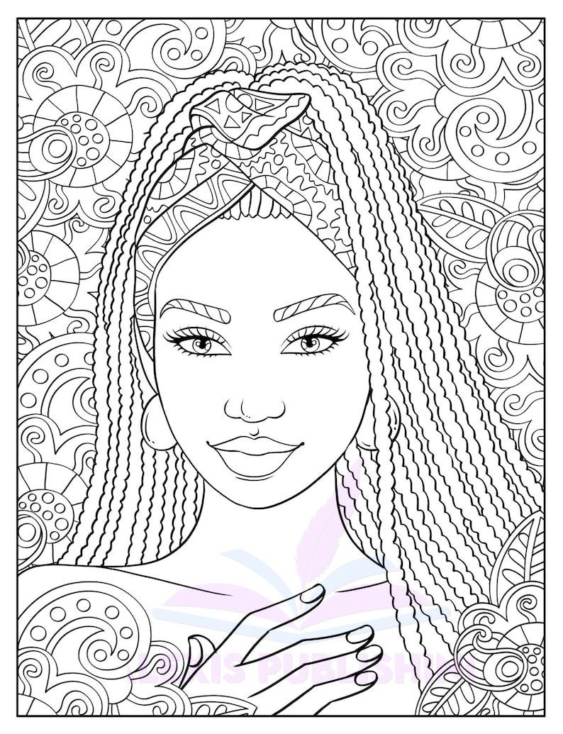 Adult Coloring Page (instant Download), Beautiful Black Women ...