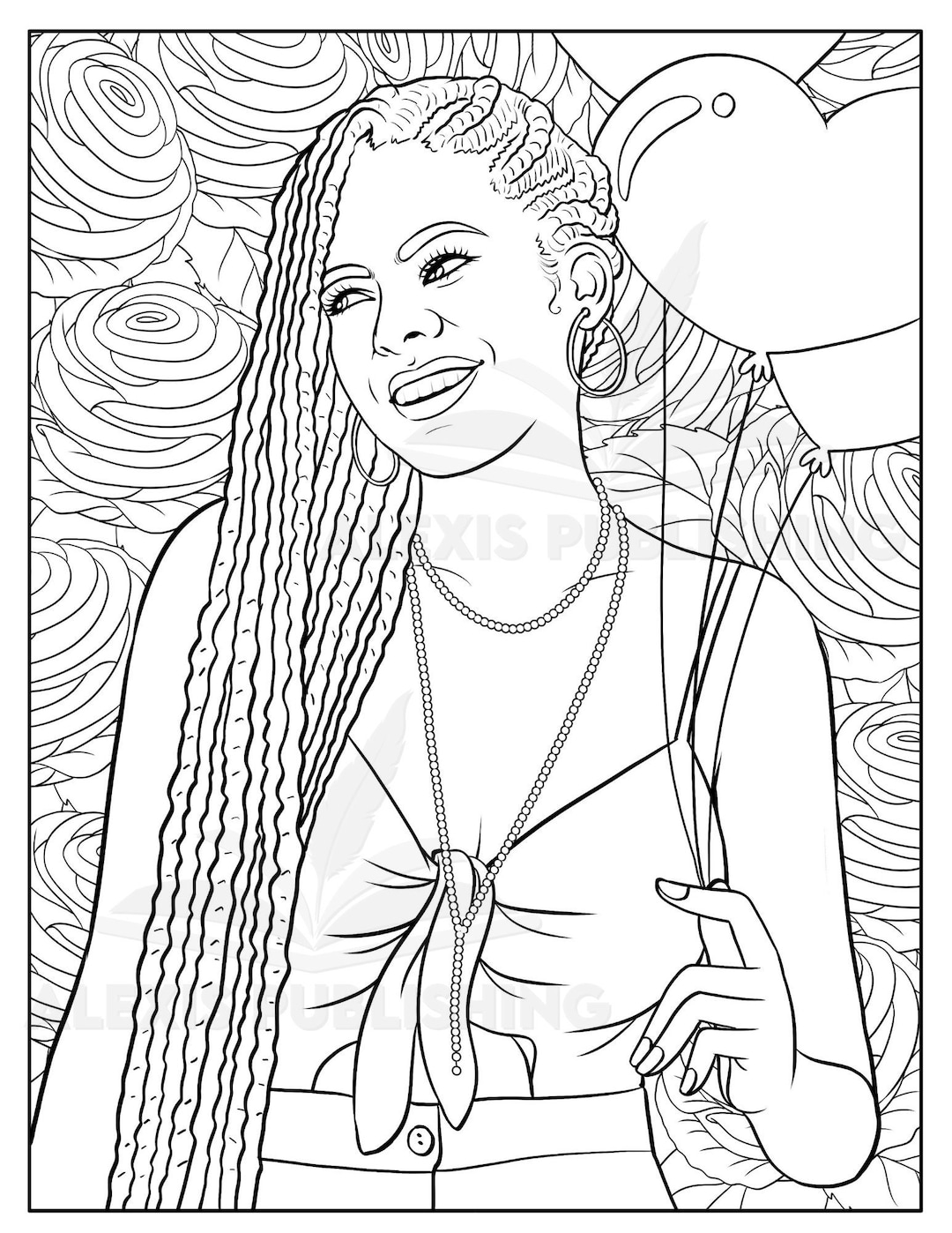 Adult Coloring Page (instant Download), Beautiful Black Woman ...