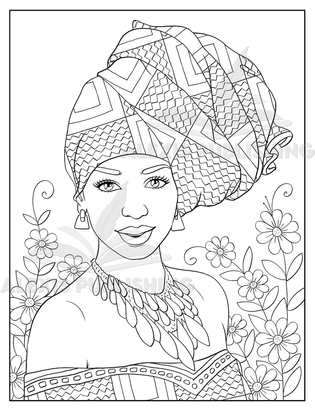 Black Women Adult Coloring Page Melanin Girl Illustration - Etsy