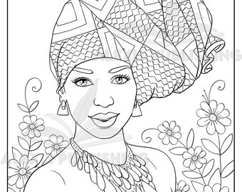 Adult Coloring Page instant Download Beautiful Black Women - Etsy