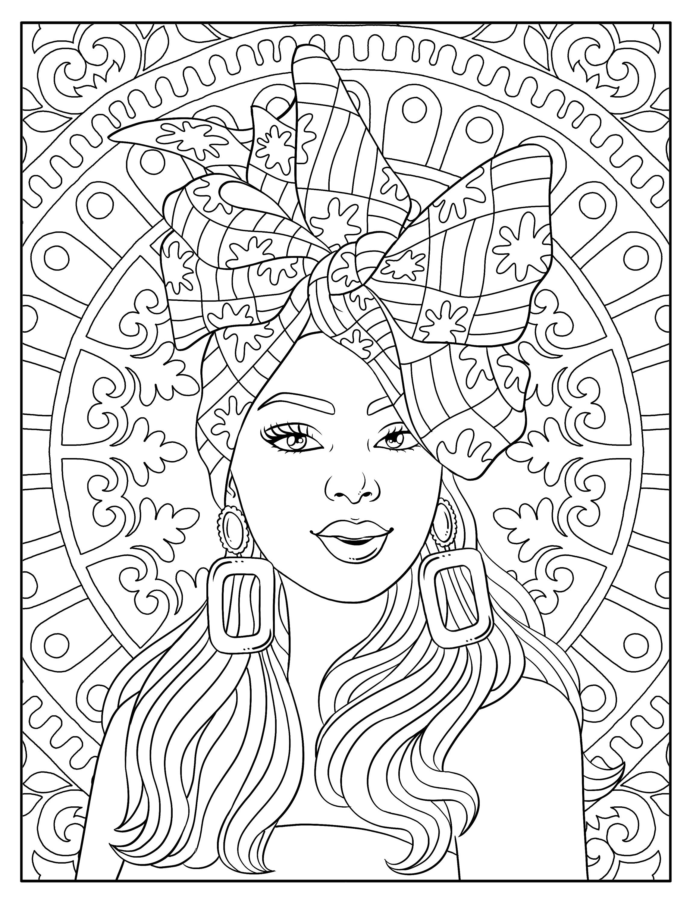 Printable Adult Coloring Page Beautiful Black Woman Grayscale Portrait  Download Illustration Printable JPG File 