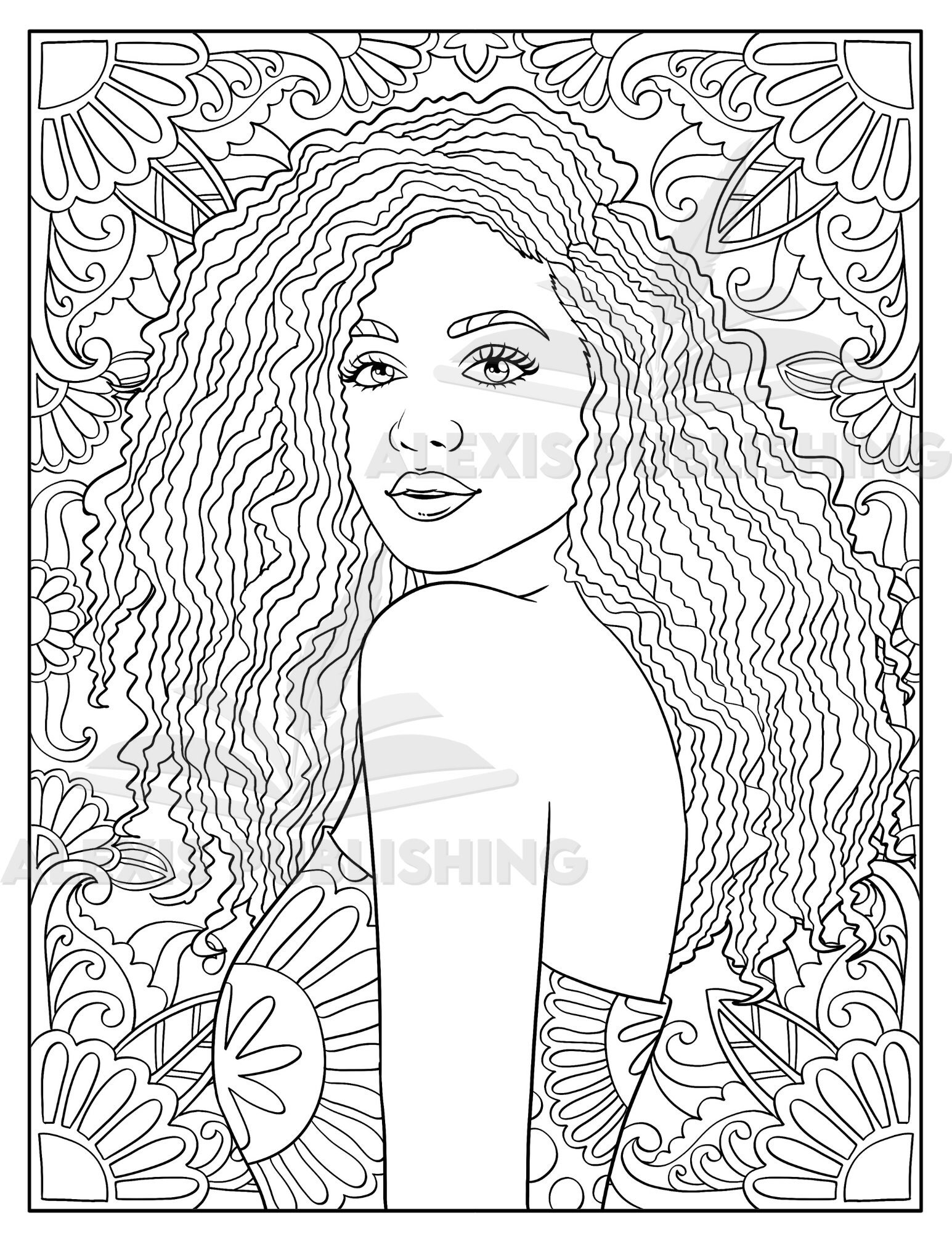Printable Adult Coloring Page Beautiful Black Woman Portrait Download ...