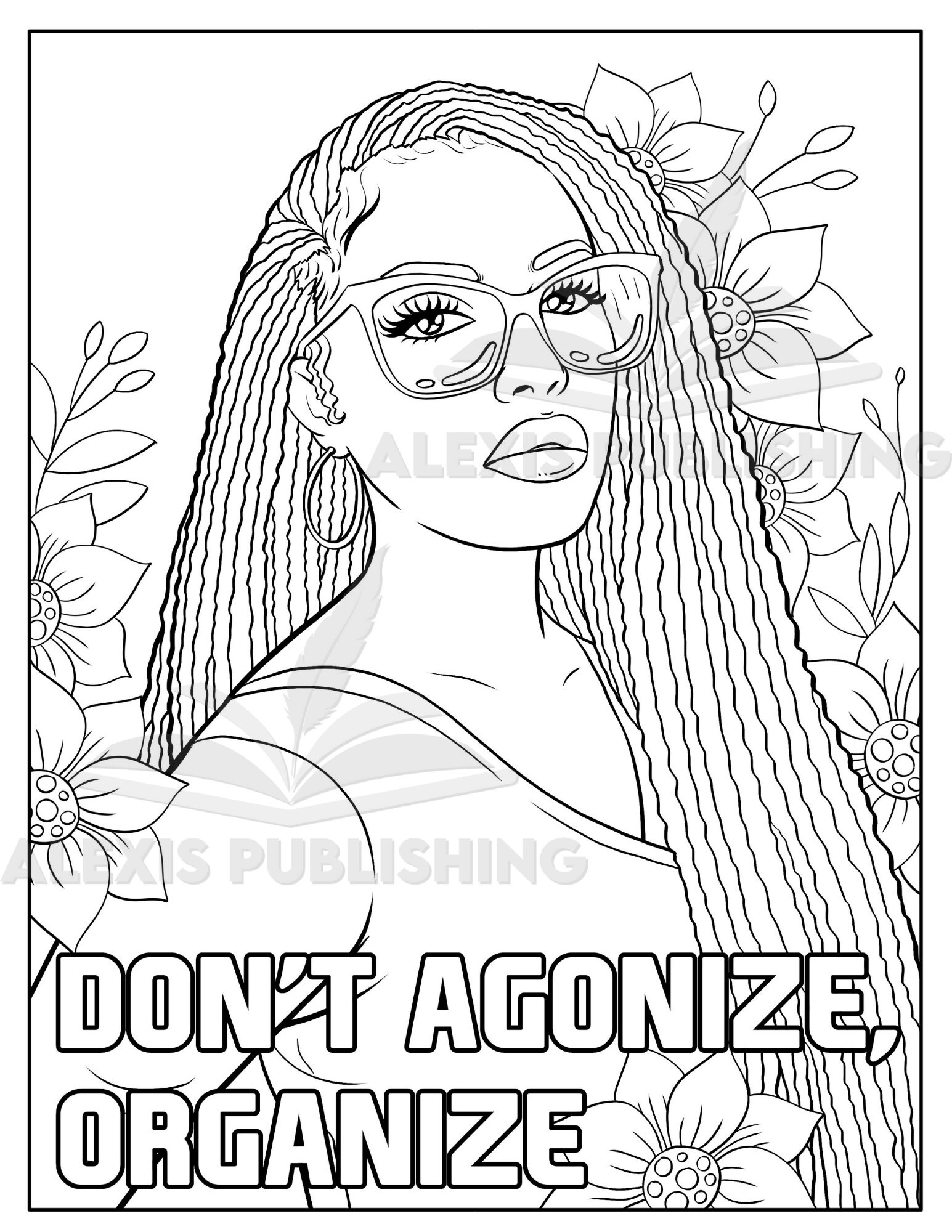 Adult Coloring page (Instant Download), Beautiful Black woman, printable