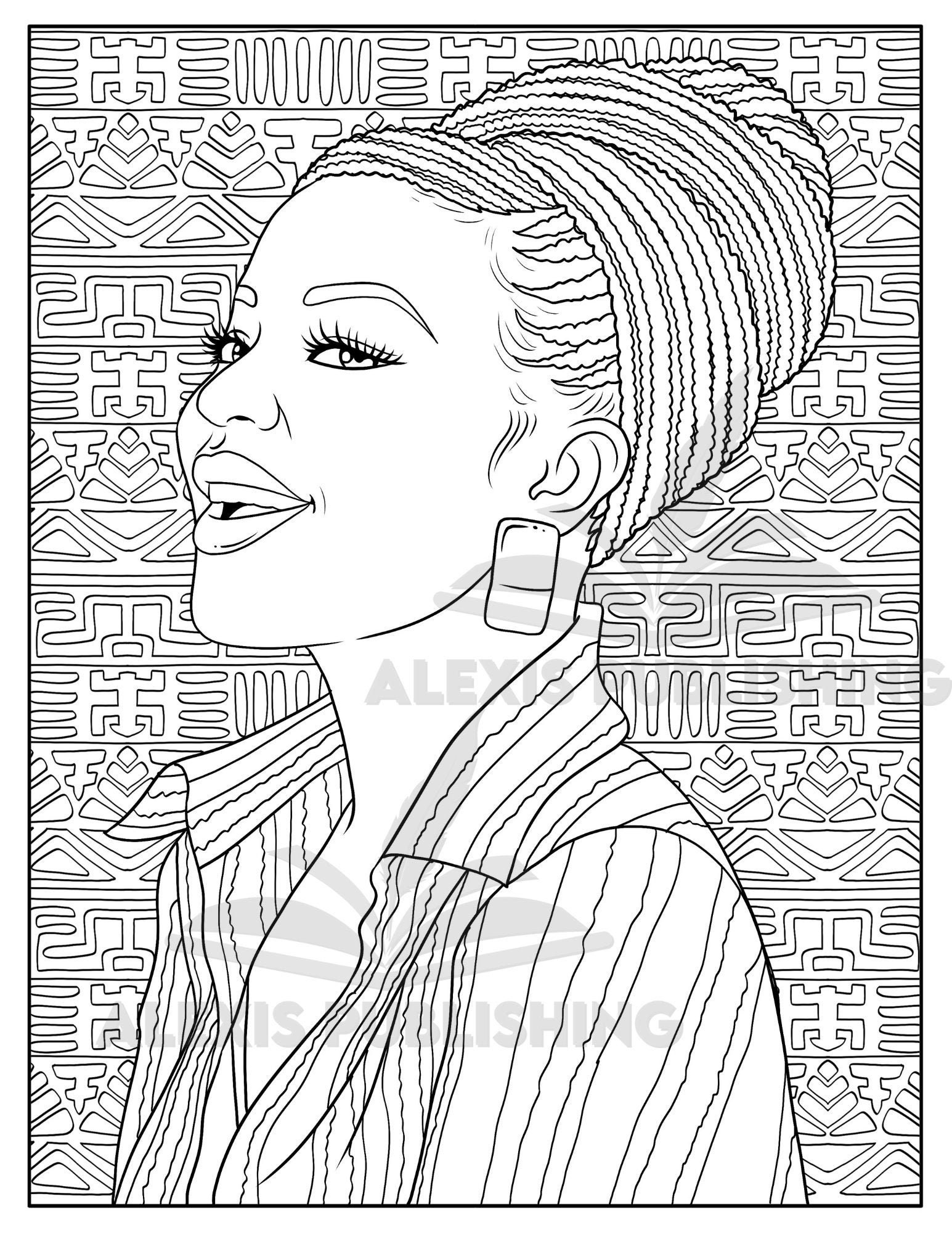 Adult Coloring page Instant Download Beautiful Black woman | Etsy