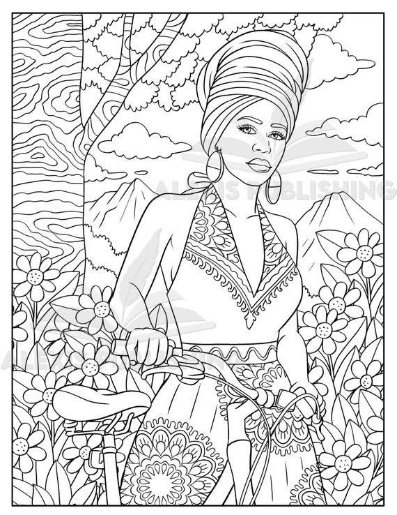 Black women Adults Coloring Book: Beauty queens gorgeous black women  African american afro dreads for adults relaxation art large creativity  grown ups (Paperback)