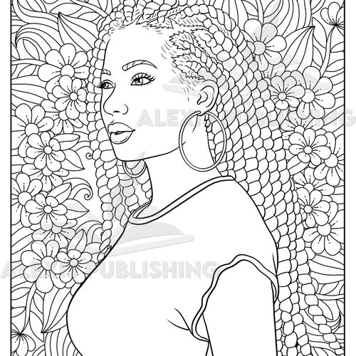 Adult Coloring Page instant Download Beautiful Black Women - Etsy