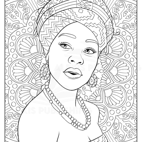Adult Coloring Page instant Download Beautiful Black Woman - Etsy Canada