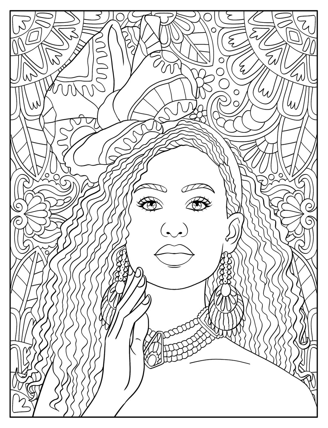 Adult Coloring Page instant Download Beautiful Black Woman - Etsy Australia