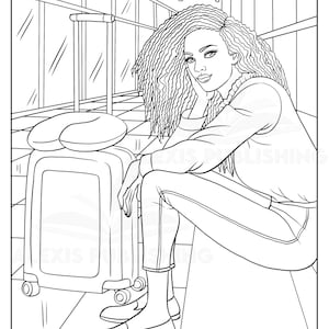 Adult Coloring page (Instant Download), Beautiful Black women, printable