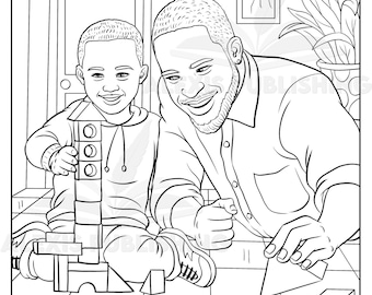 Black Family Coloring Page | Relaxing Illustration (Digital Download)
