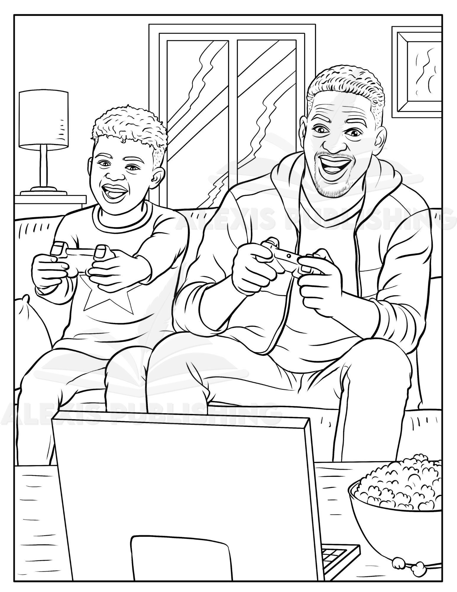 watching tv coloring page