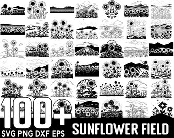 100+ Sunflower Field SVG Bundle,Instant Digital Download, PNG, SVG Cut Files