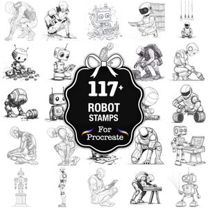 109+ Robot Procreate Stamps, Robot Brushes for Procreate, Instant Digital Download