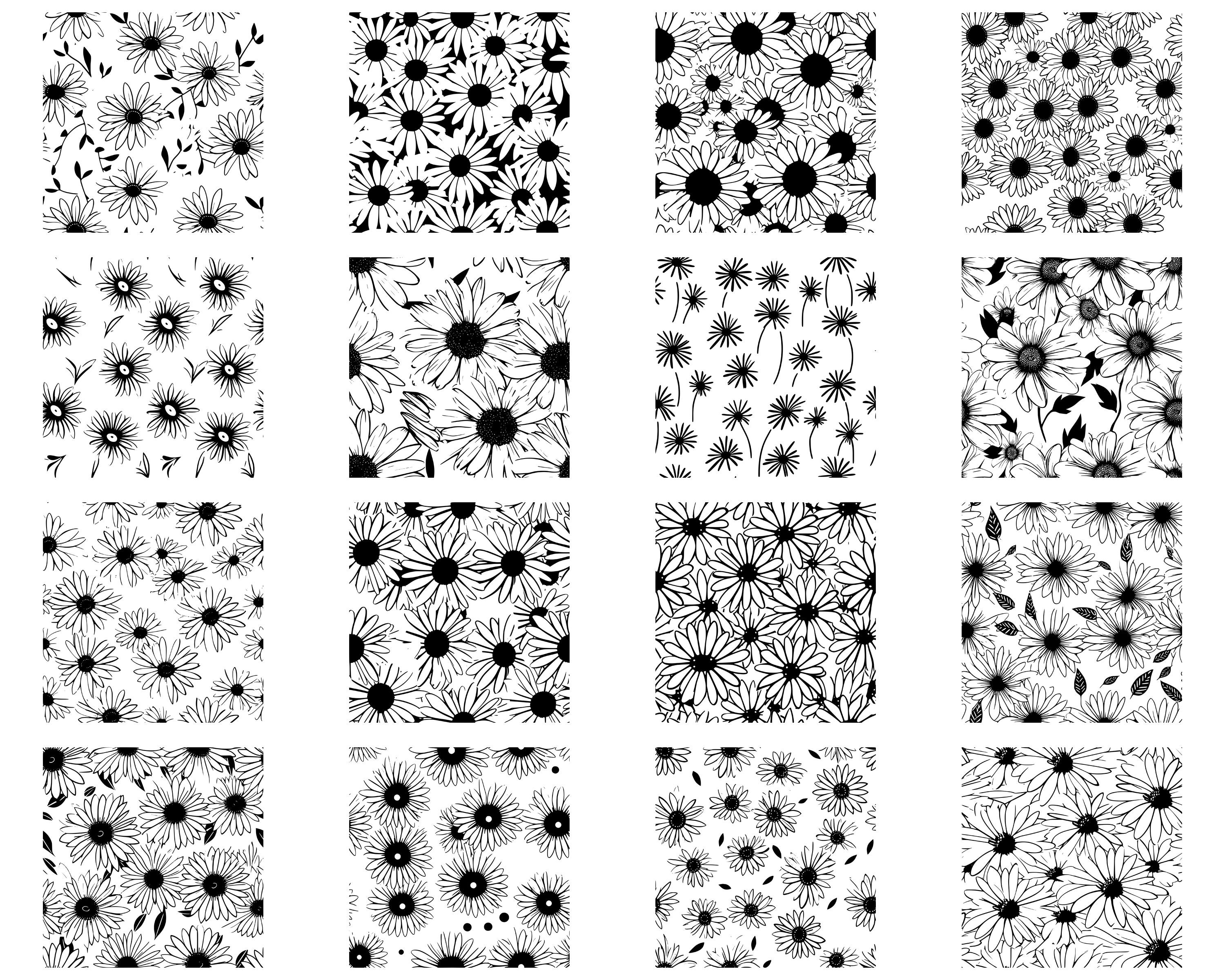 100+ Daisy Flower Seamless Pattern SVG Bundle, Instant Digital Download ...