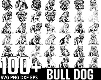 100+ Bull Dog SVG Bundle, Instant Digital Download, PNG, SVG Cut Files