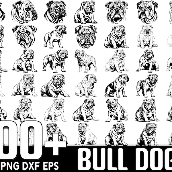 100+ Bull Dog SVG Bundle, Instant Digital Download, PNG, SVG Cut Files