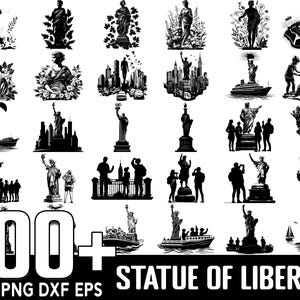 Pacote SVG com mais de 100 Estátuas da Liberdade, download digital instantâneo, PNG, arquivos de corte SVG