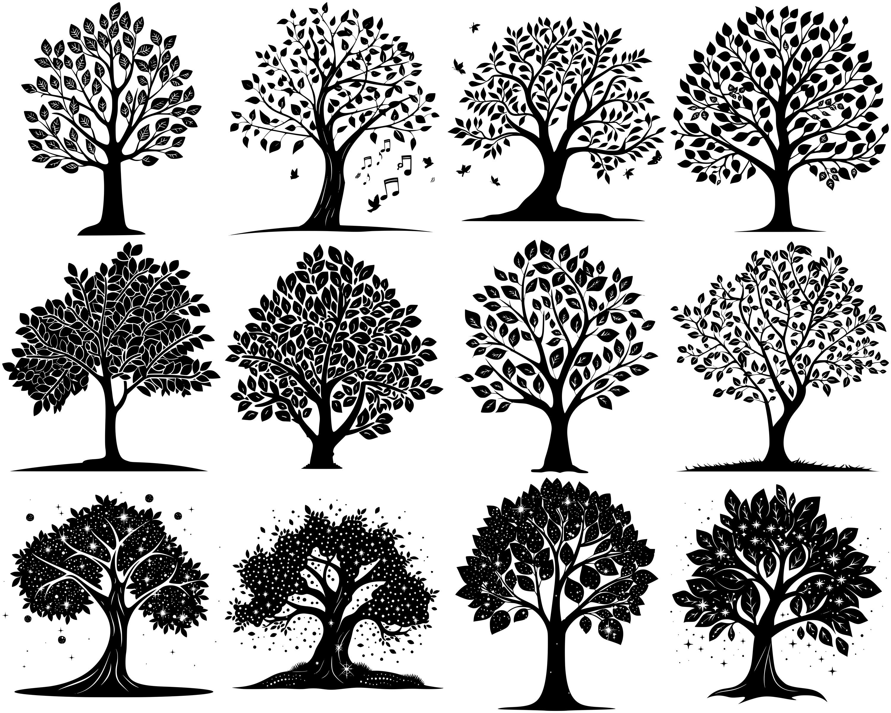100+ Unique Trees SVG Bundle, Instant Digital Download, PNG, SVG Cut ...