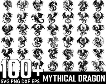 100+ Dragon SVG Bundle, Instant Digital Download, PNG, SVG Cut Files