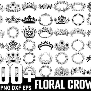 100+ Floral Crown SVG Bundle, Sofortiger digitaler Download, PNG, SVG Cut Dateien