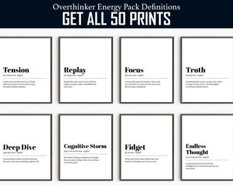 Overthinker Definition Prints: Funny Anxiety Humor Wall Art (Digital Download) Pack