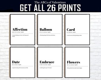 Valentine's Alphabet Prints: Funny Relationship Posters (Digital Download)