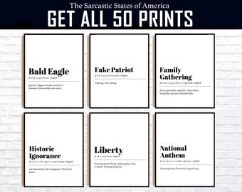 Sarcastic States of America Prints: Funny US State Stereotypes (Digital Download)