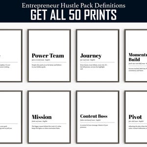 Entrepreneur Hustle Quotes Pack, 60 Printable Definition Wall Art Prints, Business Owner Decor, Boss Mindset Wall Art, Instant Download