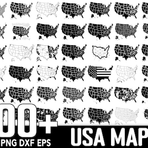 100+ USA kaart SVG-bundel, Instant Digital Download, PNG, SVG Cut-bestanden