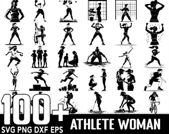100+ Athlete Woman SVG Bundle, Sofortiger digitaler Download, PNG, SVG-Schnittdateien