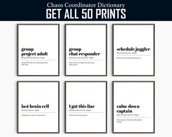 Funny Mom Life Definition Prints: Chaos Coordinator Dictionary (Digital Download)