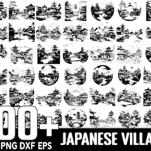 100+ Ancient Japanese Village SVG Bundle, Instant Digital Download, PNG, SVG Cut Files