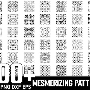 100 種類以上の魅惑的なシームレス パターン SVG バンドル、即時デジタル ダウンロード、PNG、SVG カット ファイル