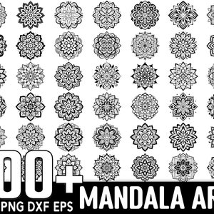 Pakiet ponad 100 obrazów Mandala Art SVG, natychmiastowe pobieranie cyfrowe, pliki PNG, SVG Cut