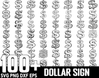 SVG-bundel met 100+ dollarteken, instant digitale download, png-, png-, gesneden SVG-bestanden